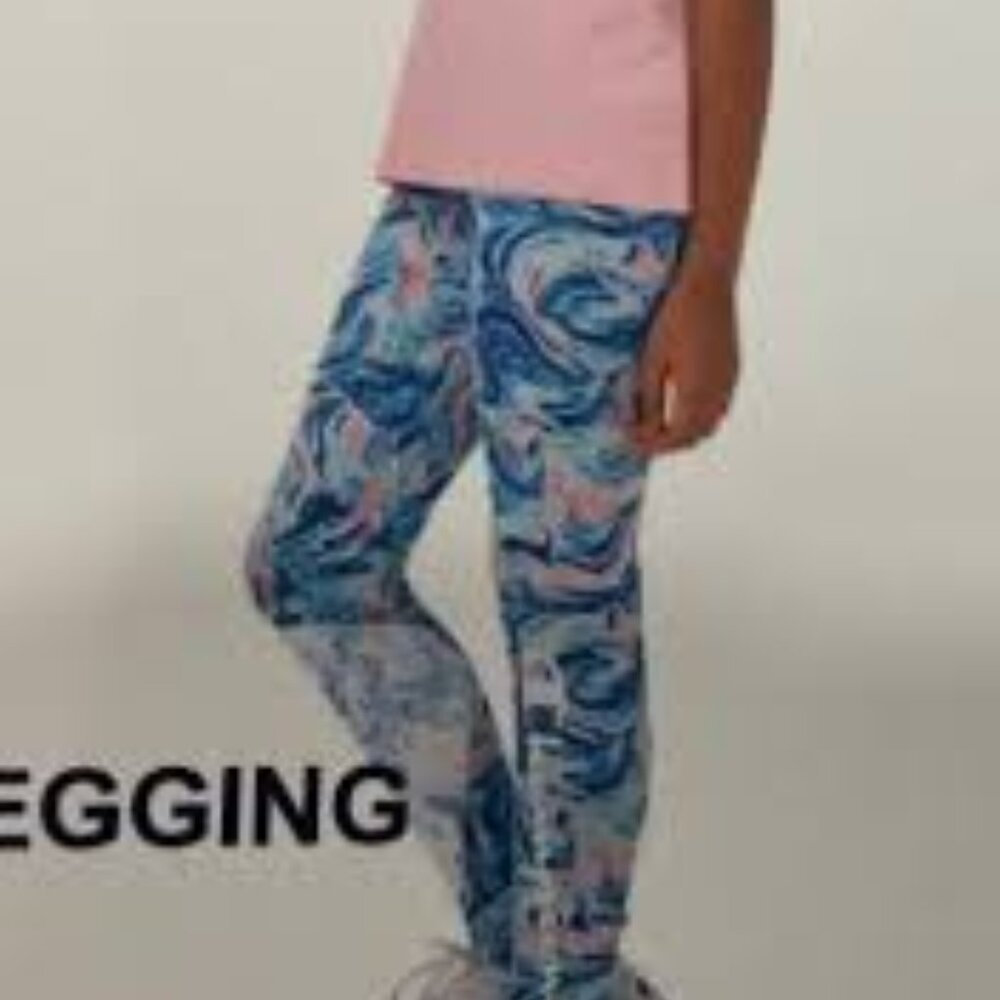 Champion Blue and Pink Patterned Leggings Size 8 Girls
